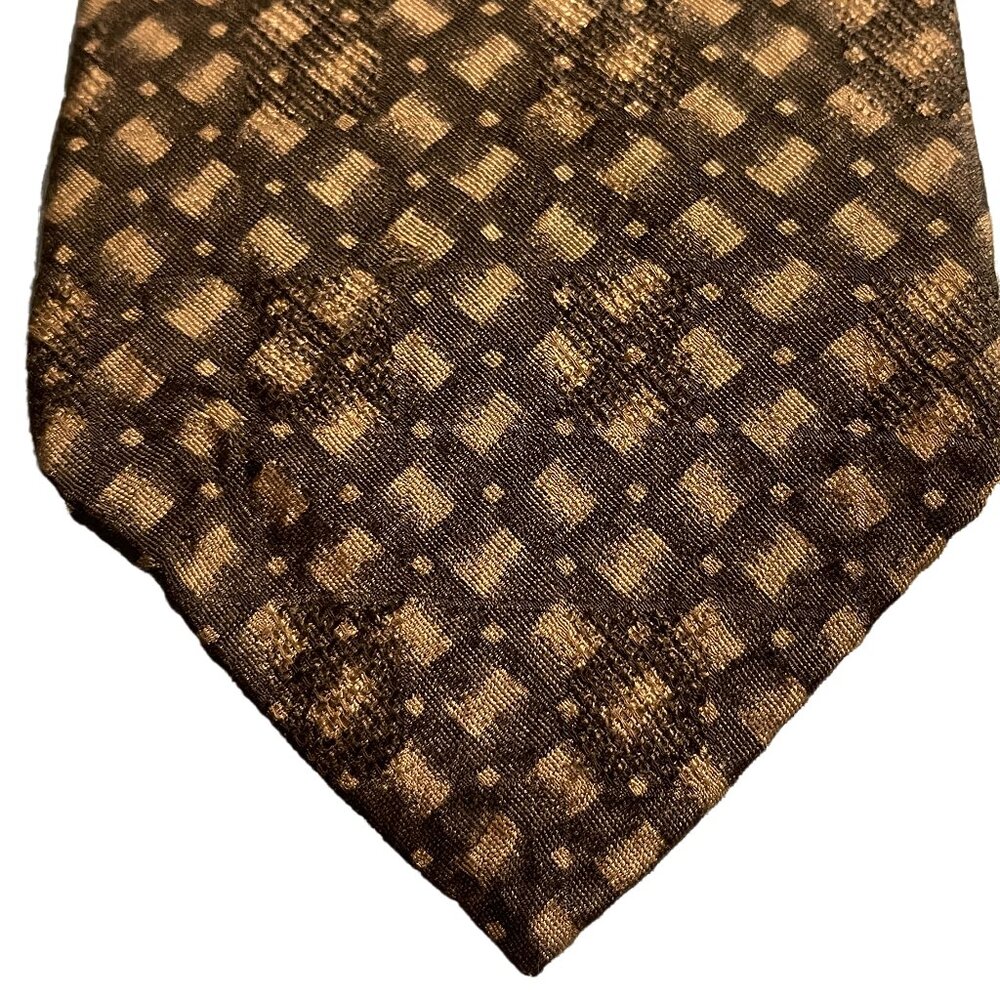 Donna Karan New York Olive Tie w/ geometric shapes Men's Accessories